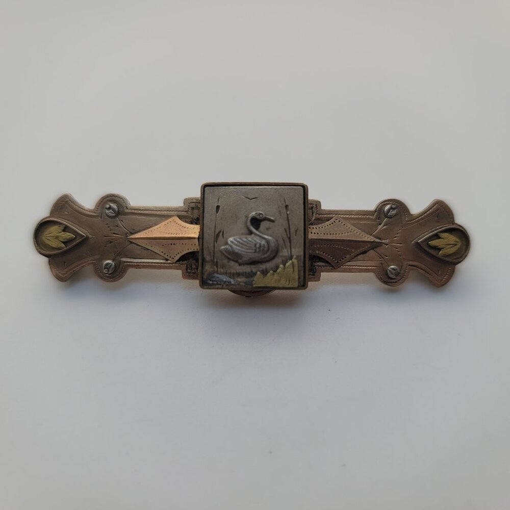 Antique Victorian Gold Filled Duck Bar Pin/Brooch